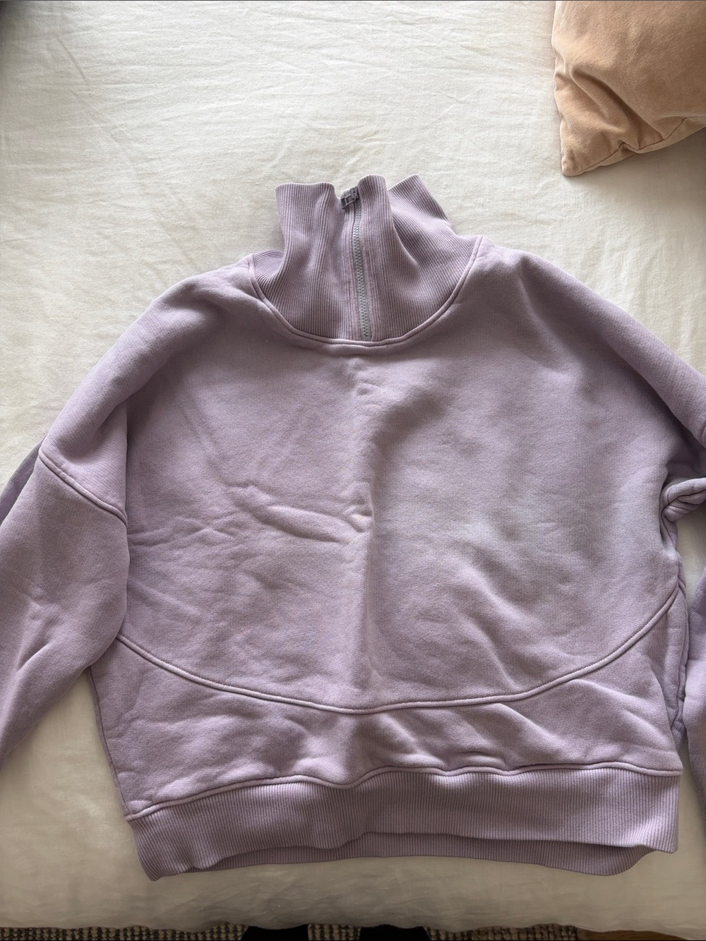 Outdoor Voices Lavender Ribbed Half-Zip Pullover
